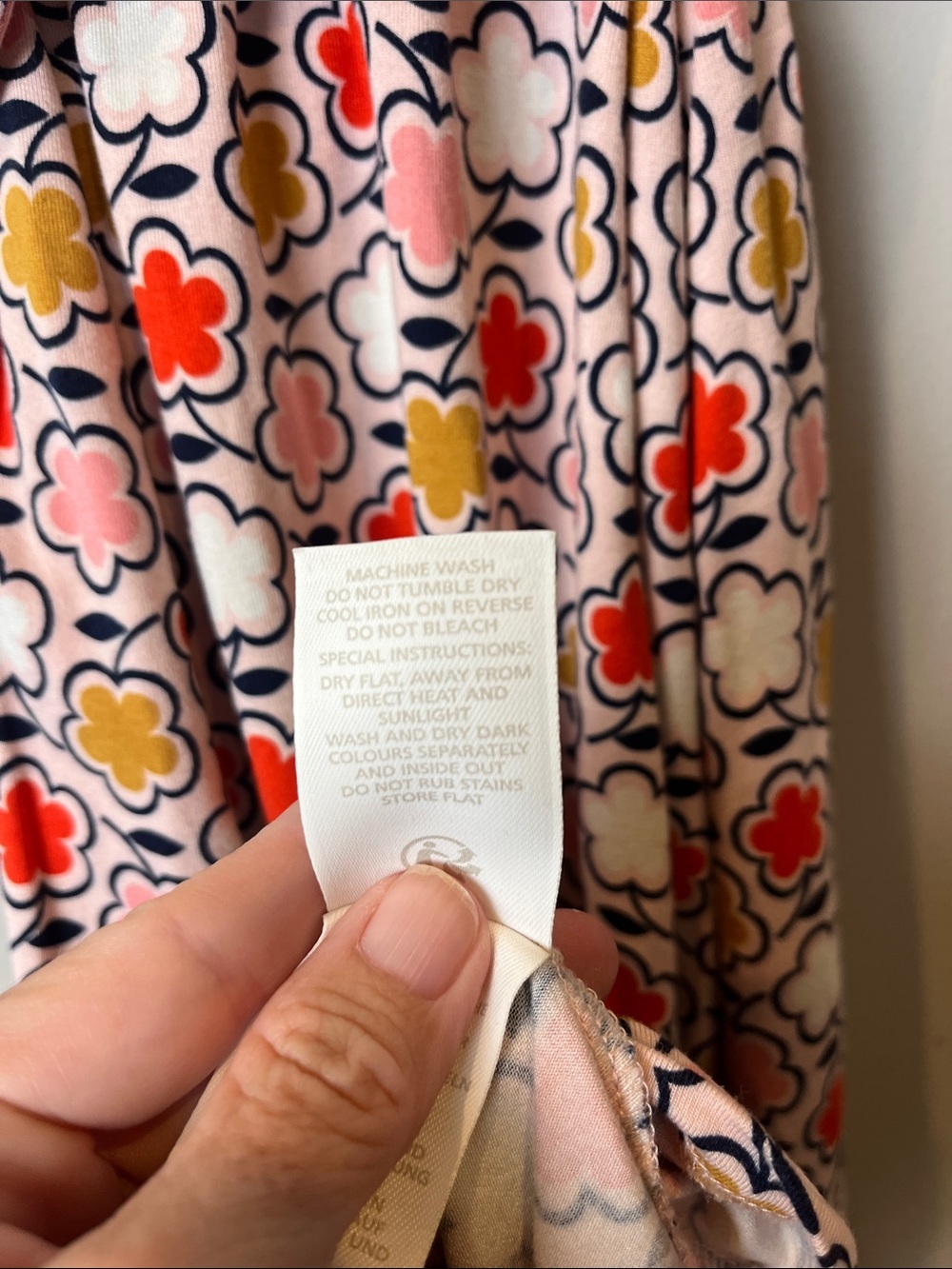 Boden Retro Floral Jersey Stretch Wrap Dress Pink Coral Mustard Size 4 - Picture 12 of 12